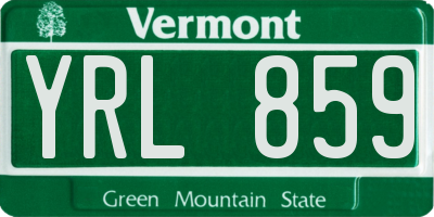 VT license plate YRL859