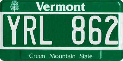VT license plate YRL862