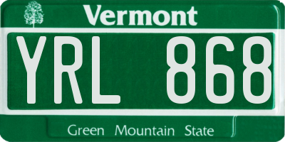 VT license plate YRL868