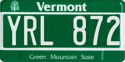 VT license plate YRL872