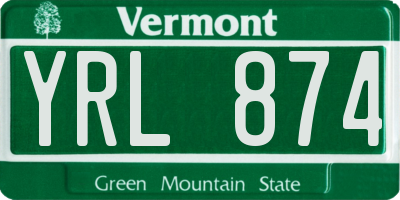 VT license plate YRL874