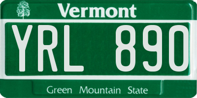 VT license plate YRL890