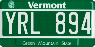 VT license plate YRL894