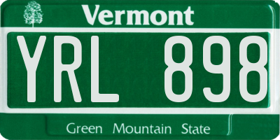 VT license plate YRL898