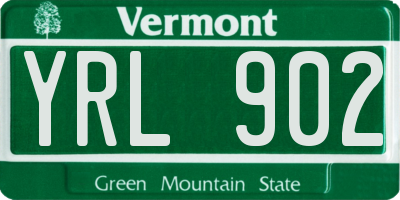 VT license plate YRL902