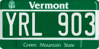 VT license plate YRL903
