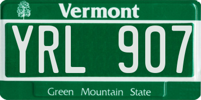 VT license plate YRL907