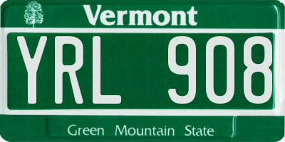 VT license plate YRL908