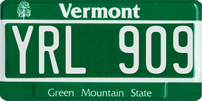 VT license plate YRL909