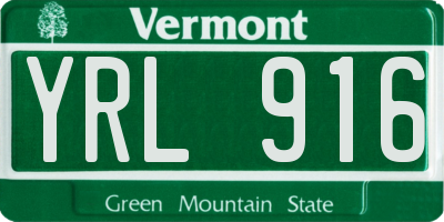 VT license plate YRL916