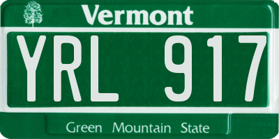 VT license plate YRL917