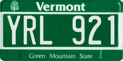 VT license plate YRL921