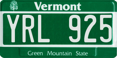 VT license plate YRL925
