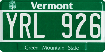 VT license plate YRL926