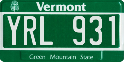 VT license plate YRL931