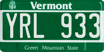 VT license plate YRL933