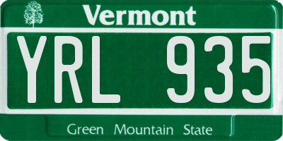 VT license plate YRL935