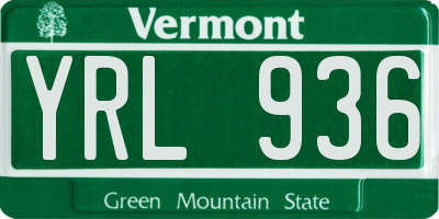 VT license plate YRL936