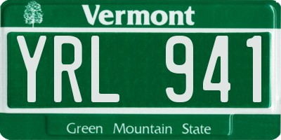 VT license plate YRL941