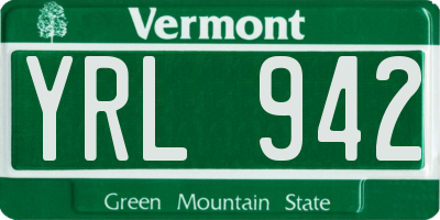 VT license plate YRL942
