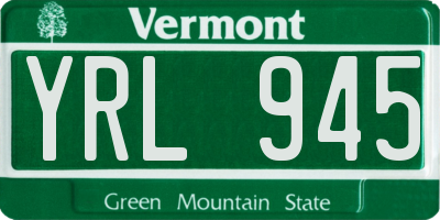 VT license plate YRL945