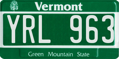 VT license plate YRL963