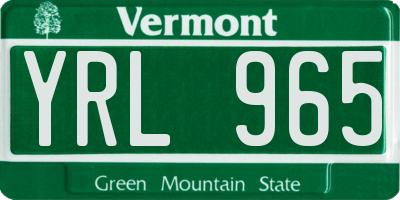 VT license plate YRL965