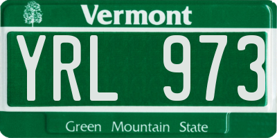 VT license plate YRL973