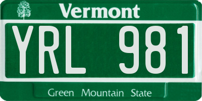 VT license plate YRL981