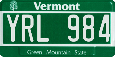 VT license plate YRL984