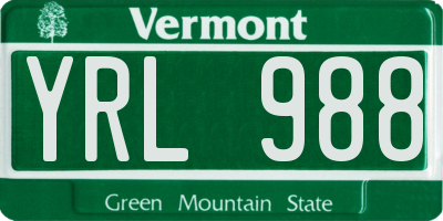 VT license plate YRL988