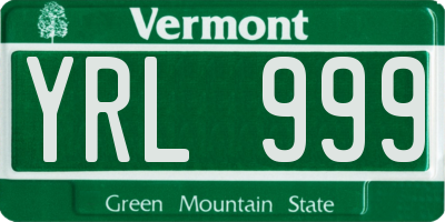 VT license plate YRL999