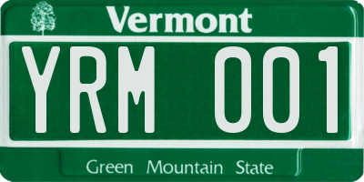 VT license plate YRM001