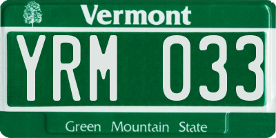 VT license plate YRM033