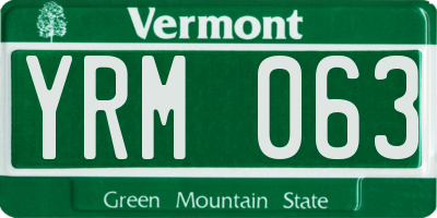 VT license plate YRM063