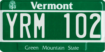 VT license plate YRM102