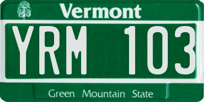 VT license plate YRM103