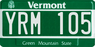 VT license plate YRM105