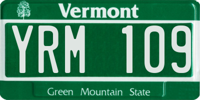 VT license plate YRM109