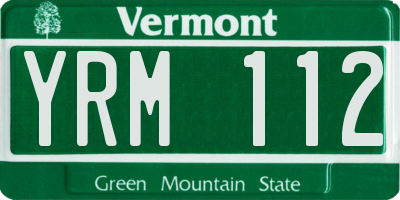 VT license plate YRM112