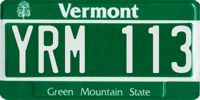 VT license plate YRM113