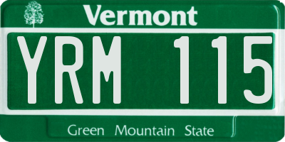VT license plate YRM115