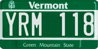 VT license plate YRM118