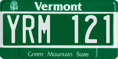 VT license plate YRM121