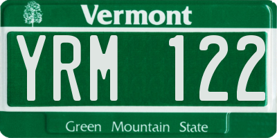 VT license plate YRM122