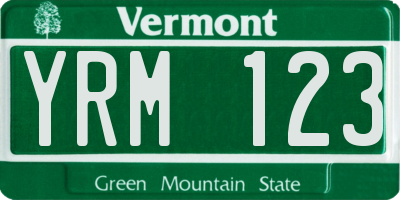 VT license plate YRM123