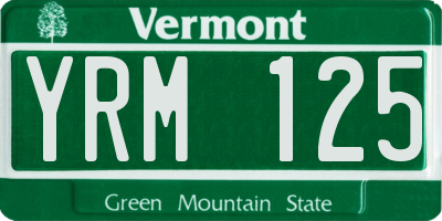 VT license plate YRM125