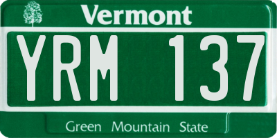 VT license plate YRM137