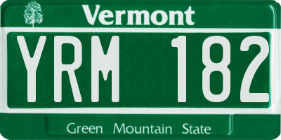 VT license plate YRM182