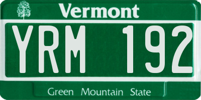 VT license plate YRM192